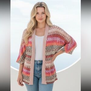 NIC + ZOE Women’s Lacey Open Striped Shawl Collar